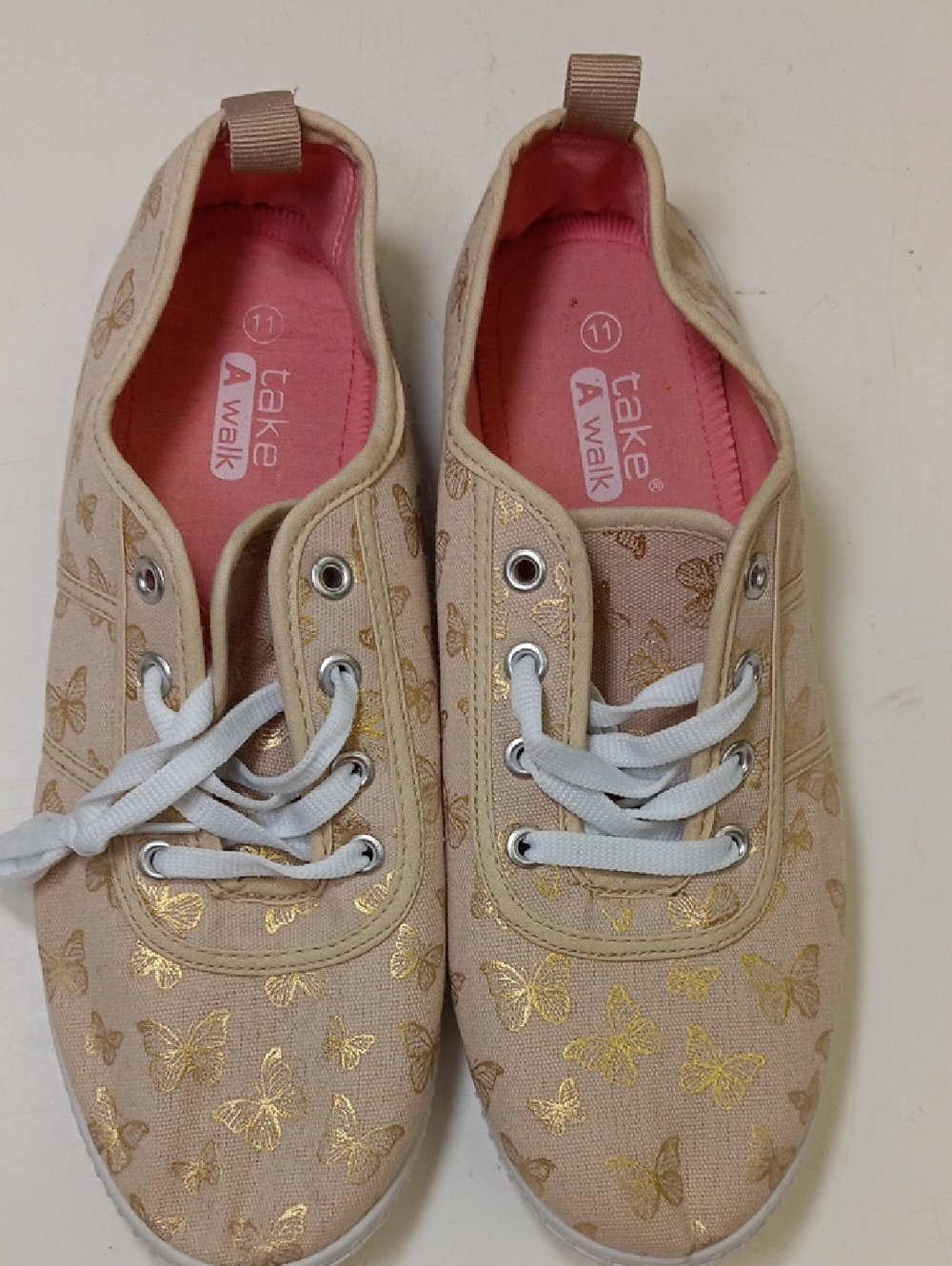 Women’s Take A walk Canvas Sneakers with Gold Butterfly Print